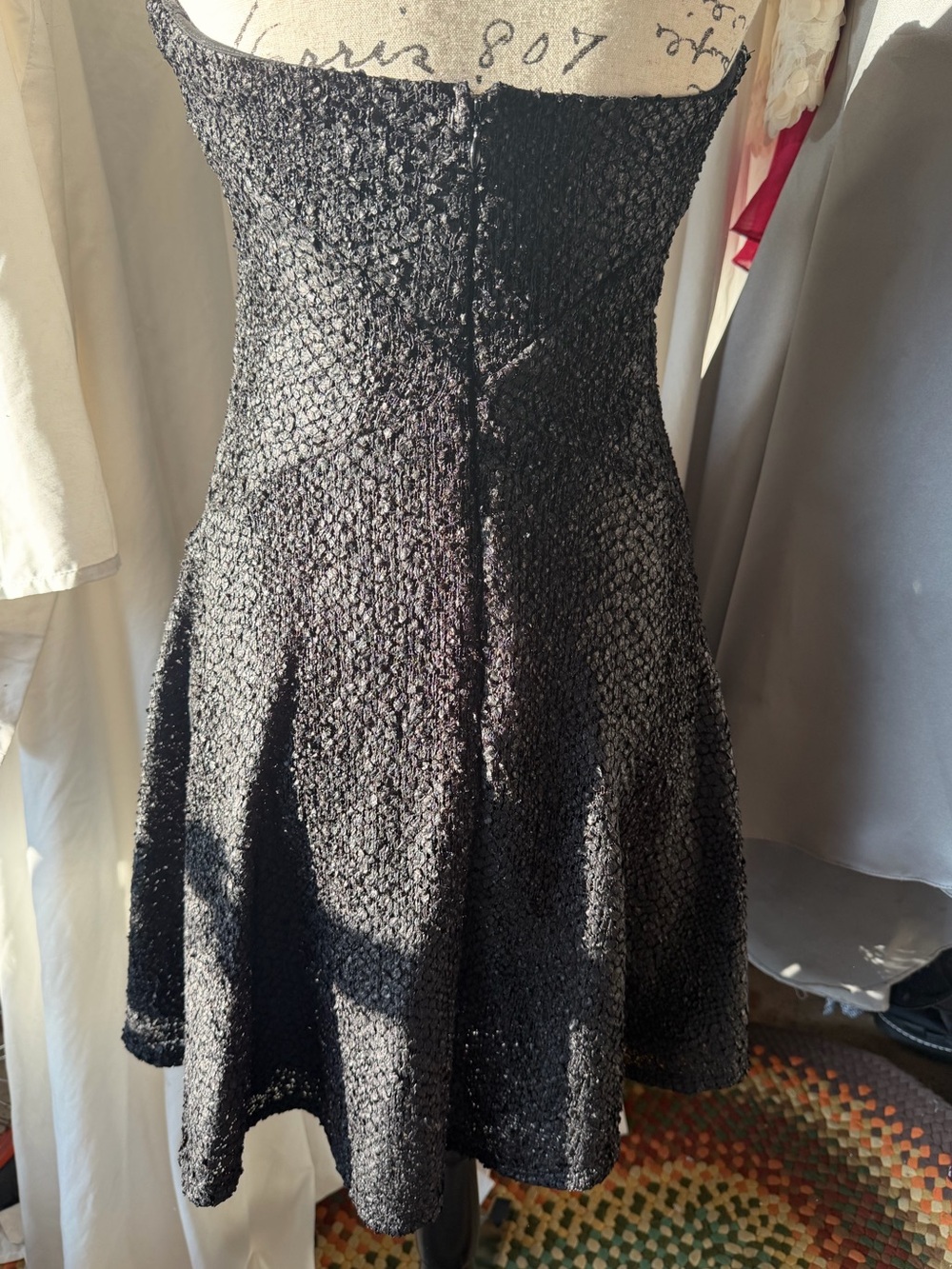 Rubber Ducky Productions, Inc. Black Strapless Plunge Snakeskin Mini Dress - Picture 5 of 6
